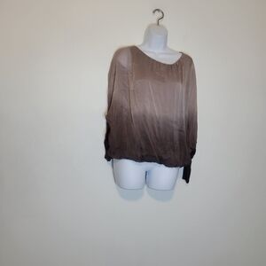 Tempo Paris brown ombre drip dye silk blend top